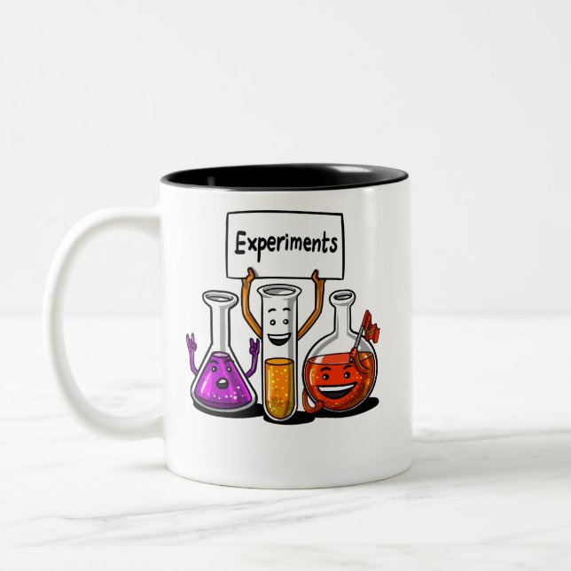 Chemische Experimente Funny Science Joke Zweifarbige Tasse (Links)