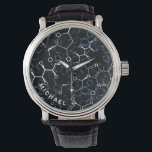 Chemische Formula Chemistry Gifts Personalisiert Armbanduhr<br><div class="desc">Chemie Geschenkideen - Spezialgeschenke für Chemielehrer/Studierende und Chemiker. Text kann geändert werden, ebenso die Hintergrundfarbe (derzeit schwarz). **Um den Text zu ändern, verwenden Sie die Option Personalisieren. Für umfangreichere Textänderungen, z. B. Änderungen der Hintergrundfarbe, des Schriftartes, der Schriftart- oder Textgröße und des Layouts, wählen Sie die Option Anpassen. **Die Hintergrundfarbe...</div>