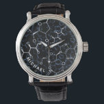 Chemische Formula Chemistry Gifts Personalisiert Armbanduhr<br><div class="desc">Chemie Geschenkideen - Spezialgeschenke für Chemielehrer/Studierende und Chemiker. Text kann geändert werden, ebenso die Hintergrundfarbe (derzeit schwarz). **Um den Text zu ändern, verwenden Sie die Option Personalisieren. Für umfangreichere Textänderungen, z. B. Änderungen der Hintergrundfarbe, des Schriftartes, der Schriftart- oder Textgröße und des Layouts, wählen Sie die Option Anpassen. **Die Hintergrundfarbe...</div>