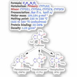 Chemische Koffeine-Formel C8H10N4O2 - Wissenschaft Aufkleber