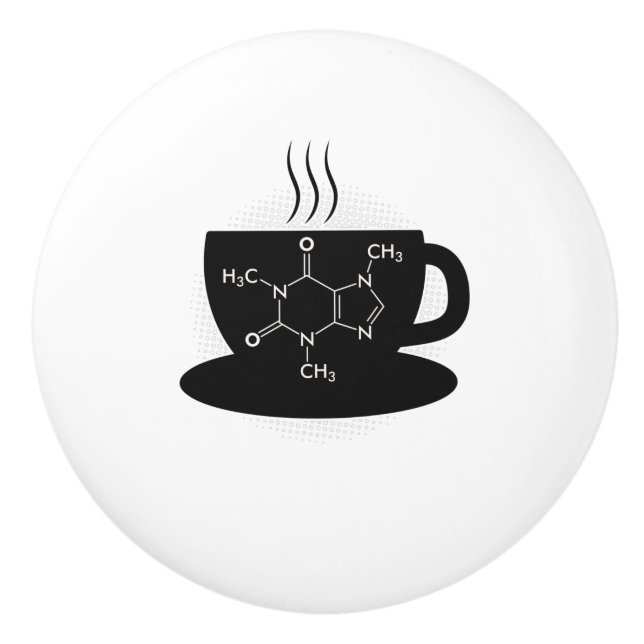 Chemische Koffeinmoleküle Keramikknauf (Vorderseite)