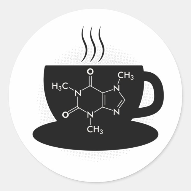 Chemische Koffeinmoleküle Runder Aufkleber (Vorderseite)