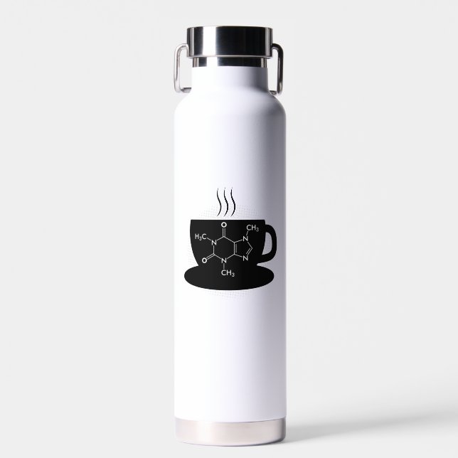 Chemische Koffeinmoleküle Trinkflasche (Vorne)