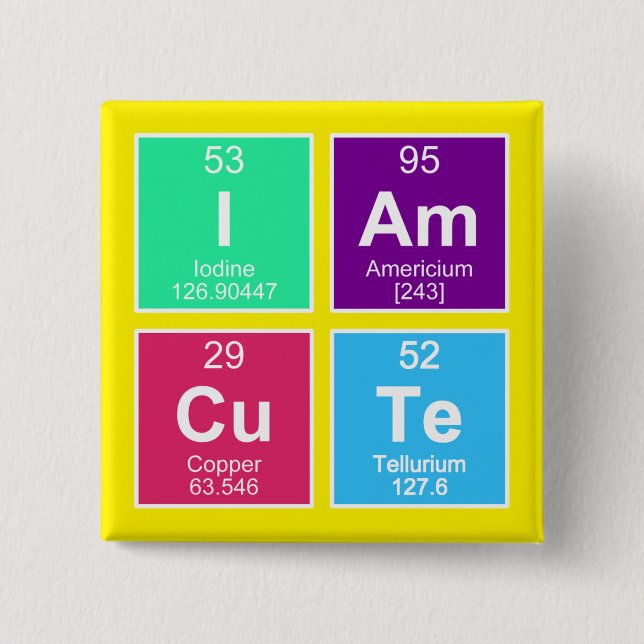 Chemische periodische Tabelle der Elemente: IAm Ni Button (Vorderseite)