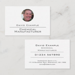 Chemischer Hersteller mit Foto des Inhabers Visitenkarte