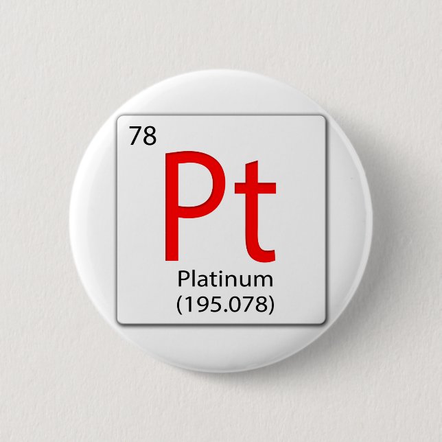 chemisches Element Pt - Platin Button (Vorderseite)