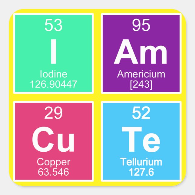 Chemisches Periodensystem der Elemente: IAm Niedli Quadratischer Aufkleber (Vorderseite)