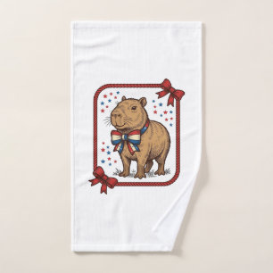Chemise à nœud papillon capybara patriotique vinta