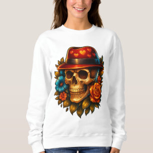 Chemise à sweat à crâne floral – Art de crâne de c