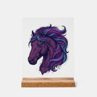 Chemise d'art de tête de cheval colorée gravée vin