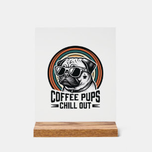 Chemise de chien de café rétro Chill Pug Graphique