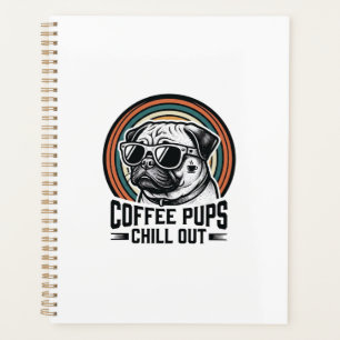 Chemise de chien de café rétro Chill Pug Graphique