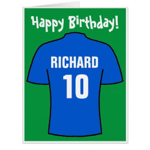 Chemise de football en bleu carte d'anniversaire
