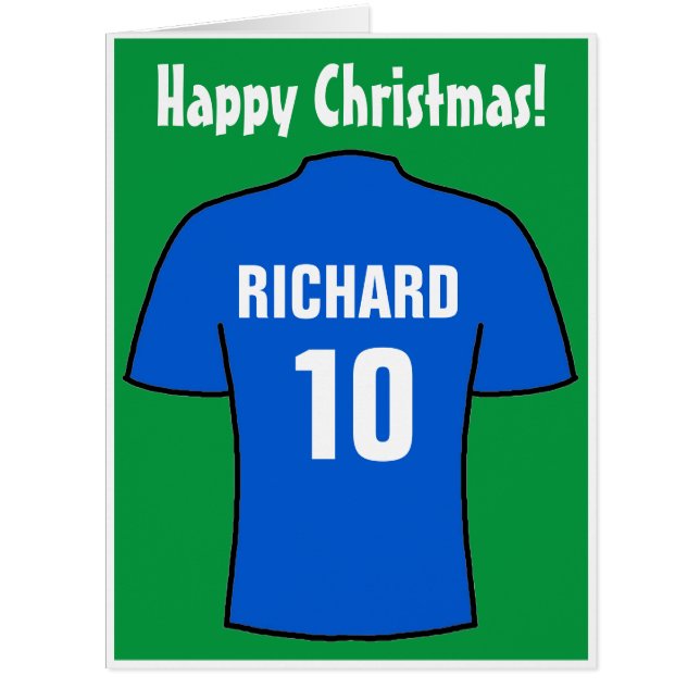 Chemise de football en bleu carte de Noël (Devant)