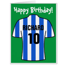 Chemise de football en bleu et blanc Carte d'anniv