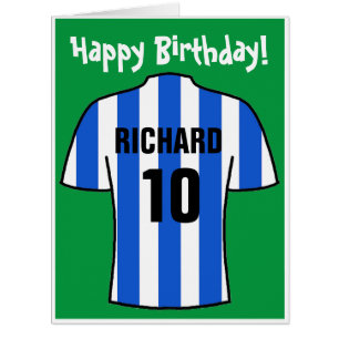 Chemise de football en bleu et blanc Carte d'anniv