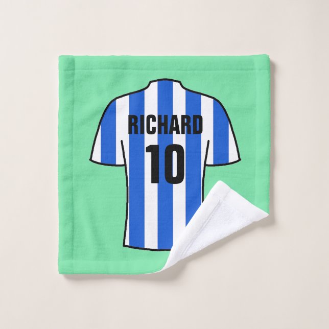 Chemise de football en Bleu Stripes linge (Gant de toilette)
