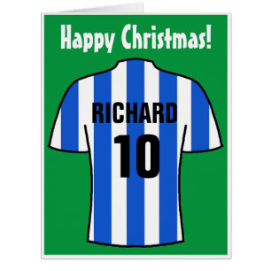 Chemise de football en Blue Stripes Carte de Noël