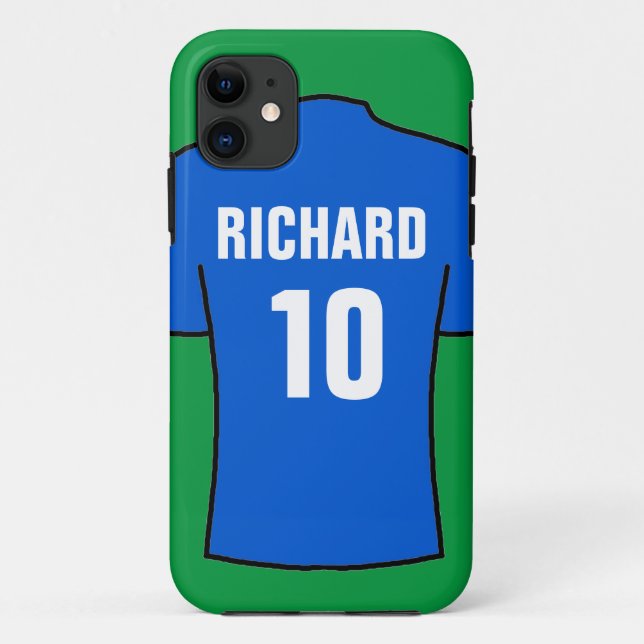 Chemise de football en Coque bleu-coque iphone Mat (Dos)
