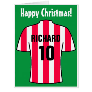 Chemise de football en Red Stripes Carte de Noël
