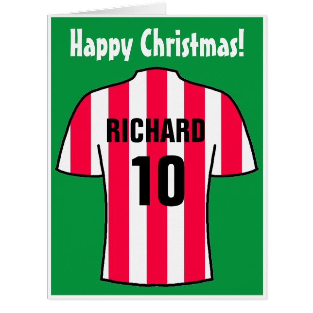 Chemise de football en Red Stripes Carte de Noël (Devant)