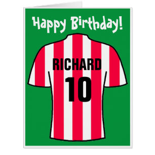 Chemise de football en rouge et blanc carte d'anni