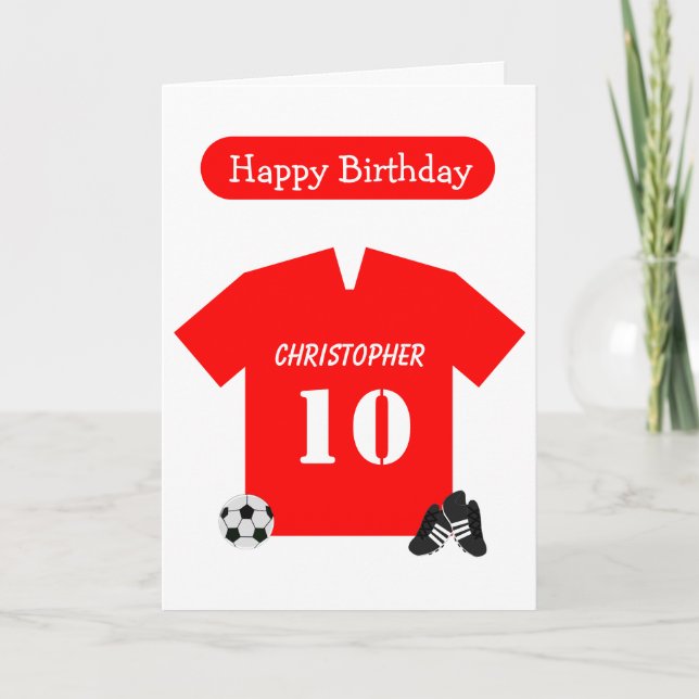 Chemise de football rouge personnalisée 10e carte  (Devant)