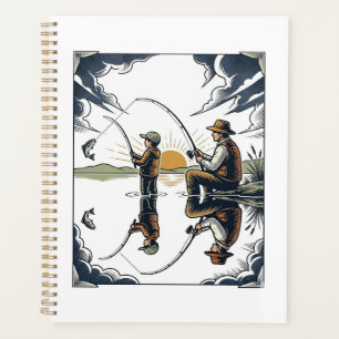 Chemise de gravure de pêche de père et d'enfant vi