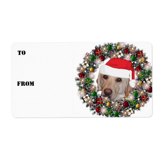 Chemise de Noël Jaune Labrador Étiquettes cadeaux (Devant)
