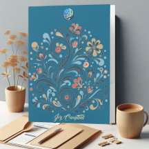 Art Moderne Floral Motifs Logo Nom Personnalisé