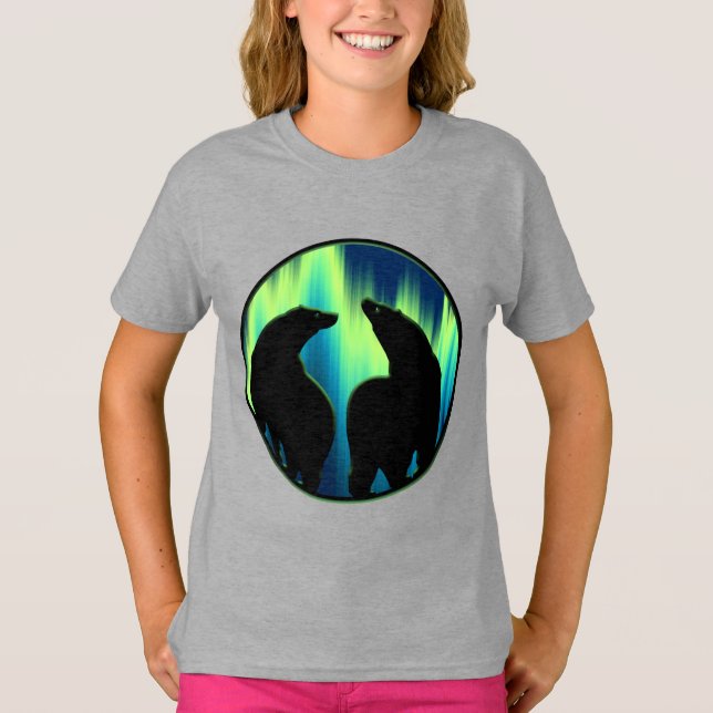 Chemise d'ours Northern Lights T-shirt de fille bi (Devant)
