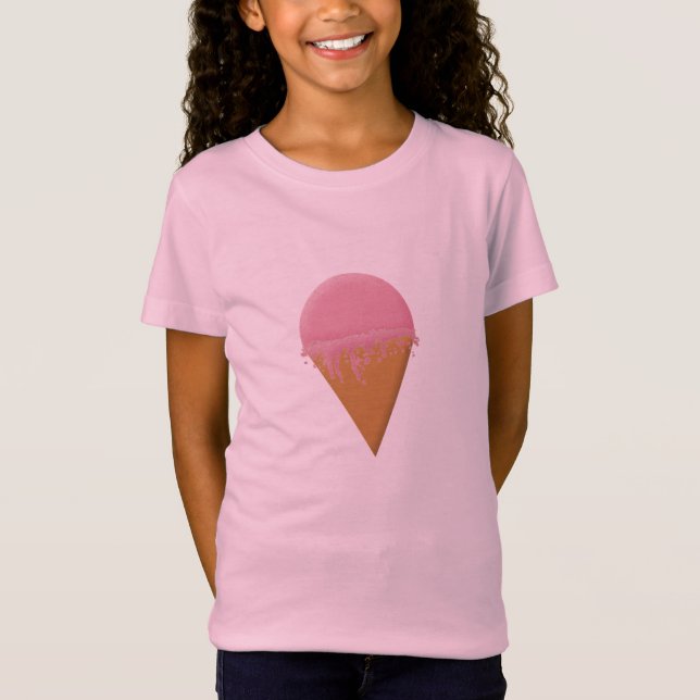 Chemise en T-shirt rose à la crème glacée fraise (Devant)