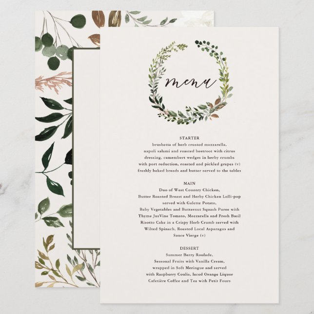 Chemise florale rustique et bois de cerf menu mari (Devant / Derrière)