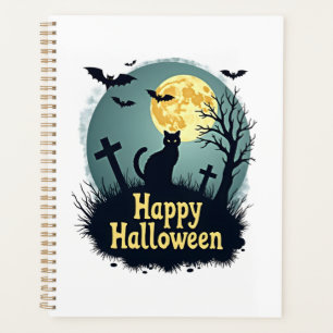 Chemise Happy Halloween avec chat dans le cimetièr