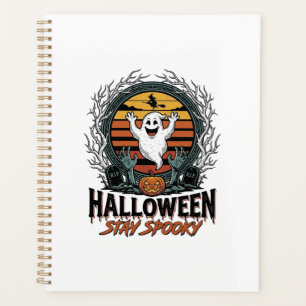 Chemise Rétro Halloween avec Lune Fantôme Gravée D