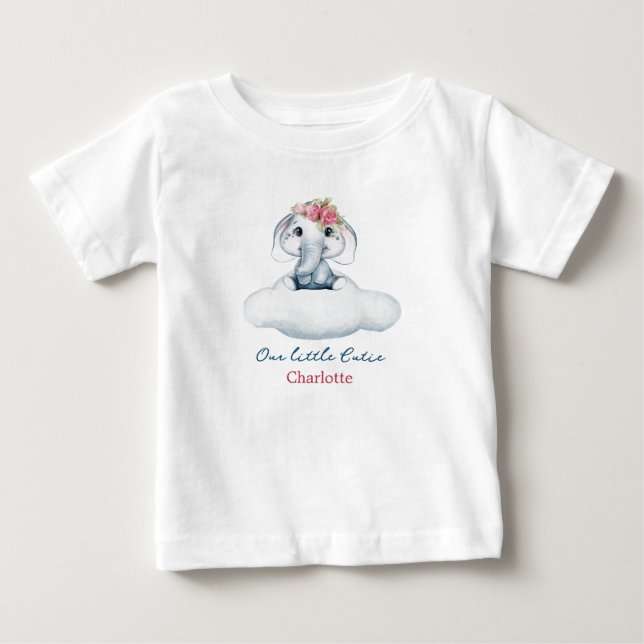 Chemise T-Shirt Bébé Eléphant Cute Petite Cutie (Devant)