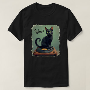 Chemise T-shirt Chat Noir Assis sur un Lecteur de