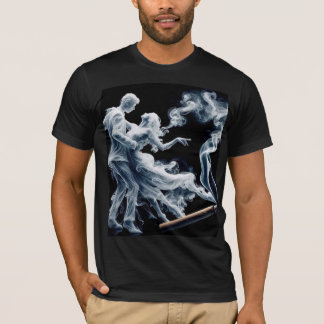 Chemise T-Shirt Couple Silhouette de Danse Fumée
