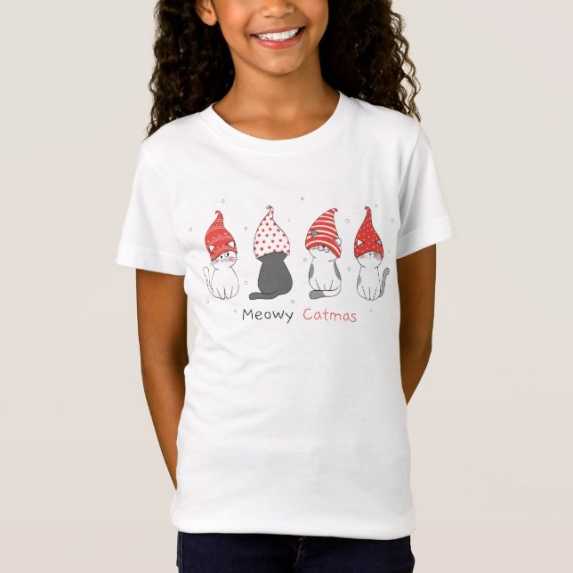 Chemise T-shirt Cute Meaow Catmas Kittens Grils (Devant)