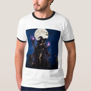 Chemise T-shirt de la Lune d'Halloween de Sorcière