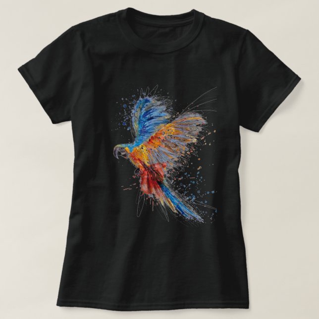 Chemise T-Shirt en Aquarelle de perroquet (Design devant)