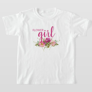 Chemise T-shirt Fleur Fille Rose Floral Aquarelle 