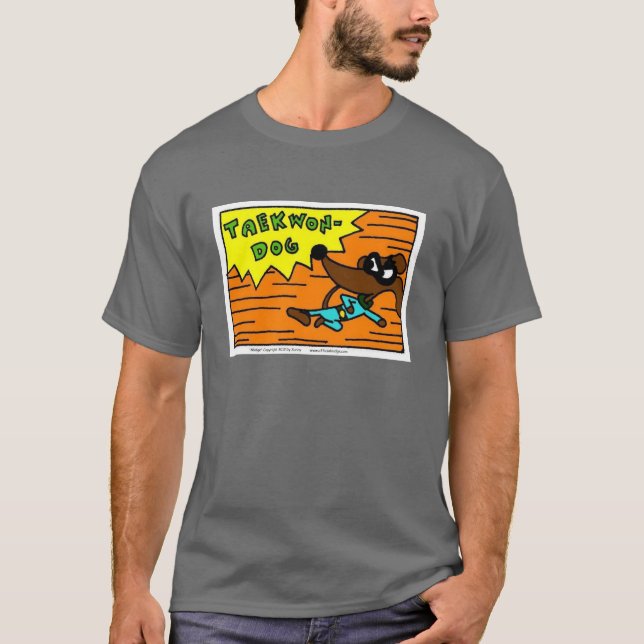 Chemise T-Shirt foncée Mens "TAEKWON-DOG" (Devant)