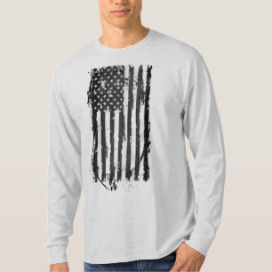 Chemise T-shirt noire à motif de drapeau américain