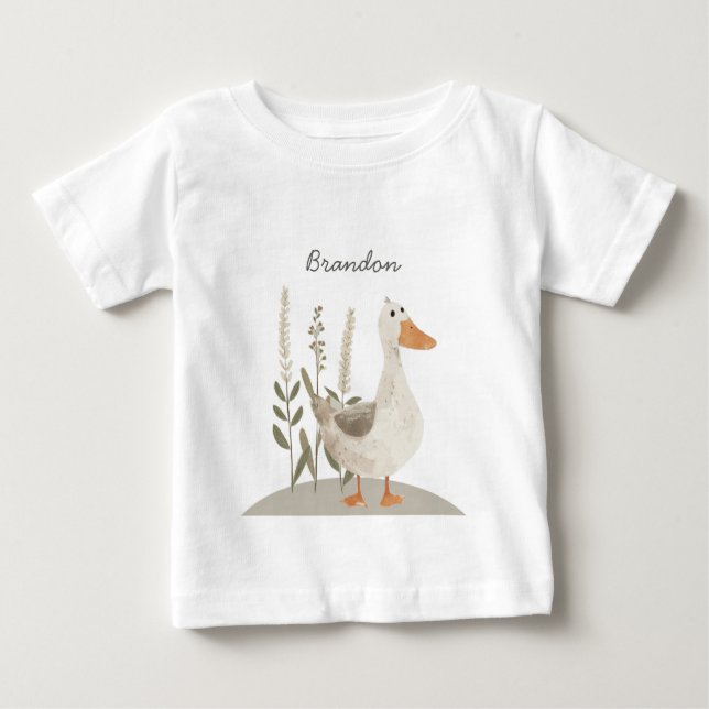 Chemise T-Shirt pour bébé d'oie à l'aquarelle mign (Devant)