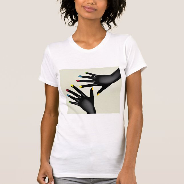 Chemise T-Shirt pour femmes aux mains noires (Devant)
