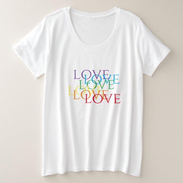 Chemise T-shirt RAINBOW LOVE Women's Plus Size (Design devant)