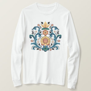 Chemise T-Shirt Rosemaling Gold et bordeaux