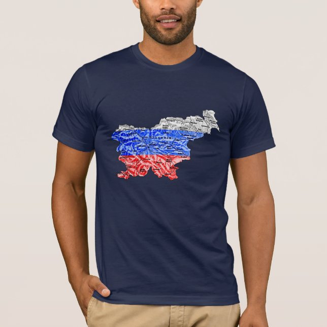 Chemise T-Shirt Slovénie Flagcolor Map (Devant)