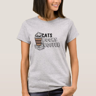 Chemises Chat Livres Café - T-shirt drôle pour ama